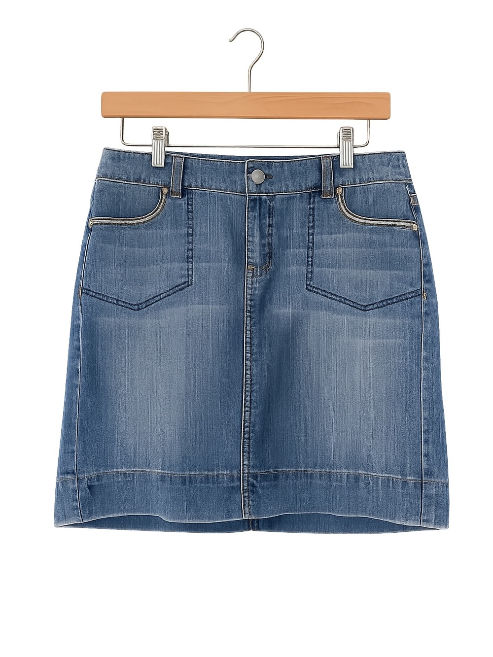 White House Black Market Blue Denim Mini Skirt Capsule Wardrobe